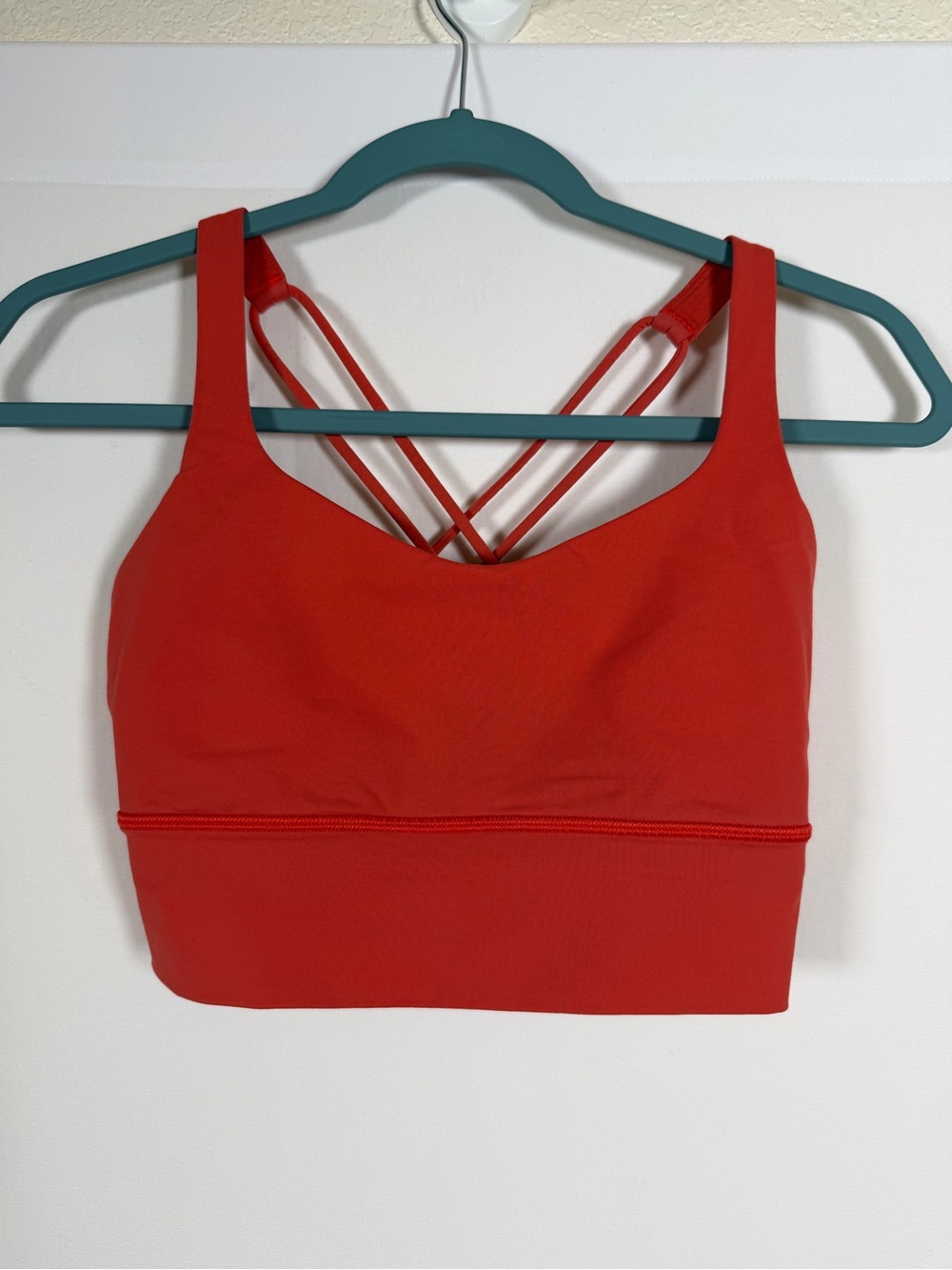 Lululemon Longline Orange Strappy Sports Bra size 6 Workout, Lifting, Yoga